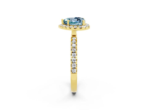 Yellow gold Heart Cut Halo Diamond Pave Band with Prong Setting_2