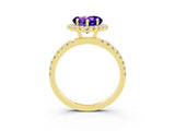 Yellow gold Heart Cut Halo Diamond Pave Band with Prong Setting_3