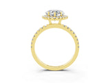 Yellow gold Heart Cut Halo Diamond Pave Band with Prong Setting_3