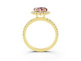 Yellow gold Heart Cut Halo Diamond Pave Band with Prong Setting_3