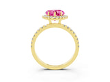Yellow gold Heart Cut Halo Diamond Pave Band with Prong Setting_3