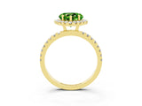 Yellow gold Heart Cut Halo Diamond Pave Band with Prong Setting_3