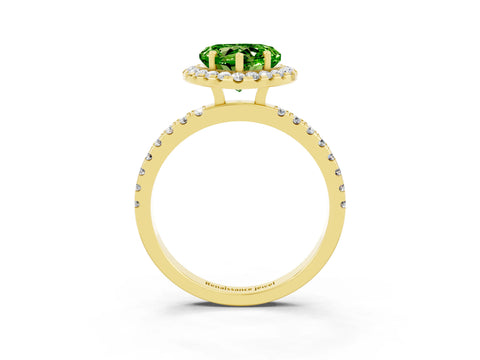 Yellow gold Heart Cut Halo Diamond Pave Band with Prong Setting_3