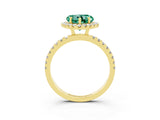 Yellow gold Heart Cut Halo Diamond Pave Band with Prong Setting_3