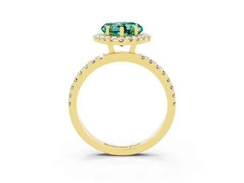 Yellow gold Heart Cut Halo Diamond Pave Band with Prong Setting_3