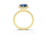 Yellow gold Heart Cut Halo Diamond Pave Band with Prong Setting_3