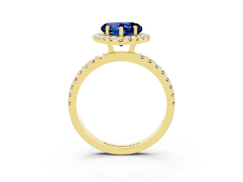 Yellow gold Heart Cut Halo Diamond Pave Band with Prong Setting_3