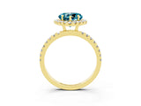 Yellow gold Heart Cut Halo Diamond Pave Band with Prong Setting_3