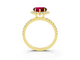 Yellow gold Heart Cut Halo Diamond Pave Band with Prong Setting_3