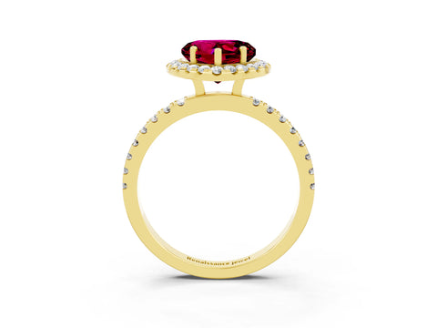 Yellow gold Heart Cut Halo Diamond Pave Band with Prong Setting_3
