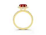Yellow gold Heart Cut Halo Diamond Pave Band with Prong Setting_3