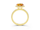 Yellow gold Heart Cut Halo Diamond Pave Band with Prong Setting_3