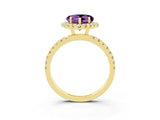 Yellow gold Heart Cut Halo Diamond Pave Band with Prong Setting_3