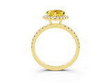 Yellow gold Heart Cut Halo Diamond Pave Band with Prong Setting_3