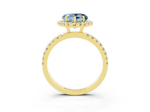 Yellow gold Heart Cut Halo Diamond Pave Band with Prong Setting_3