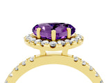 Yellow gold Heart Cut Halo Diamond Pave Band with Prong Setting_4