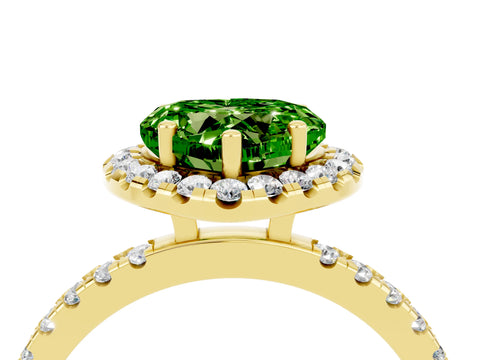 Yellow gold Heart Cut Halo Diamond Pave Band with Prong Setting_4