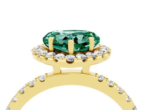 Yellow gold Heart Cut Halo Diamond Pave Band with Prong Setting_4