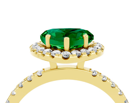 Yellow gold Heart Cut Halo Diamond Pave Band with Prong Setting_4