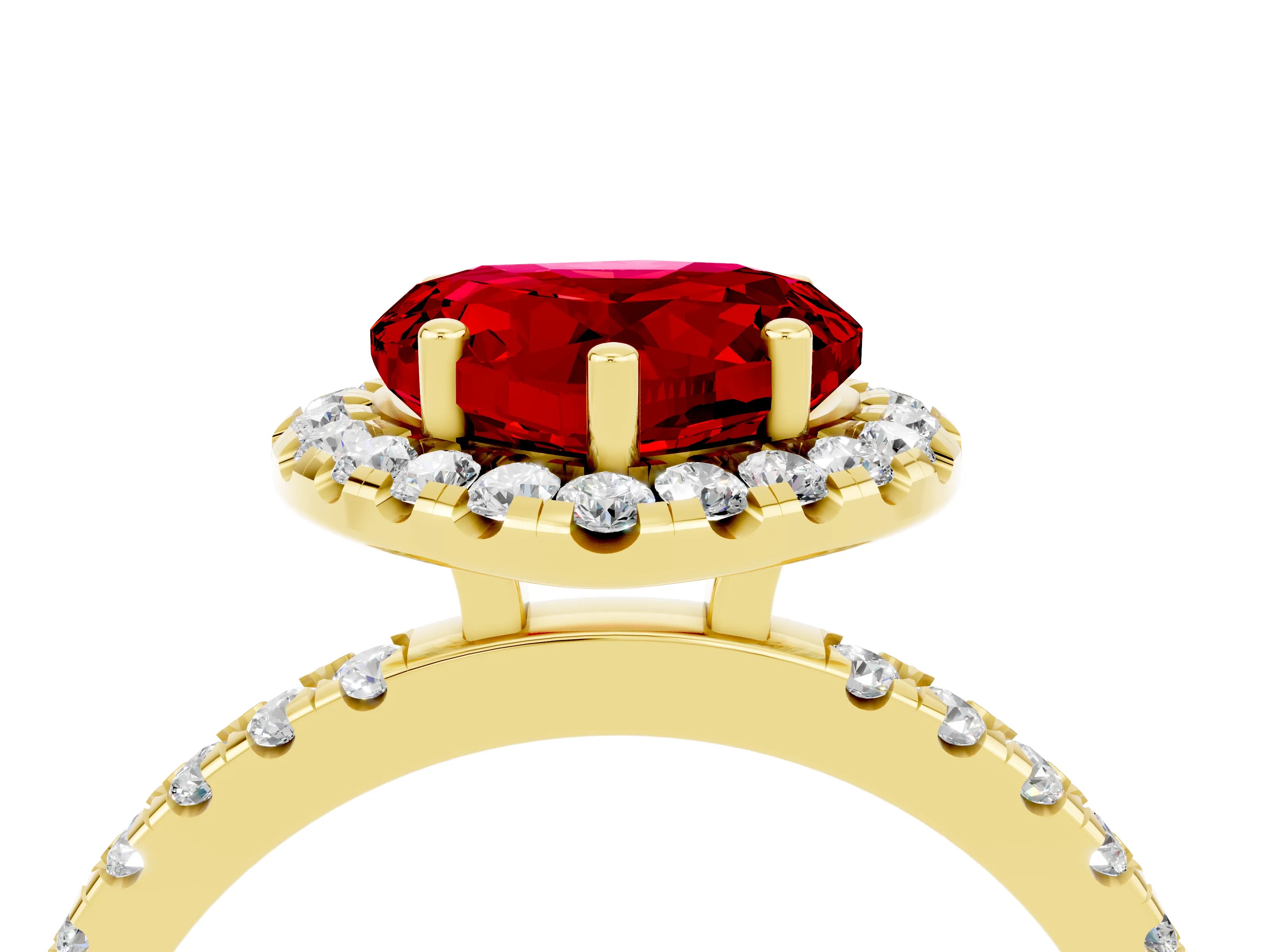 Yellow gold Heart Cut Halo Diamond Pave Band with Prong Setting_4