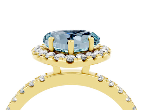 Yellow gold Heart Cut Halo Diamond Pave Band with Prong Setting_4