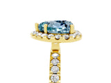 Yellow gold Heart Cut Halo Diamond Pave Band with Prong Setting_5