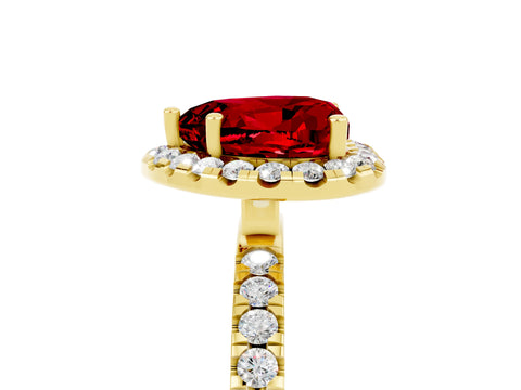 Yellow gold Heart Cut Halo Diamond Pave Band with Prong Setting_5