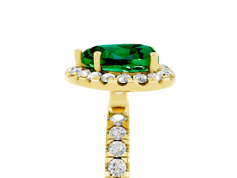 Yellow gold Heart Cut Halo Diamond Pave Band with Prong Setting_5