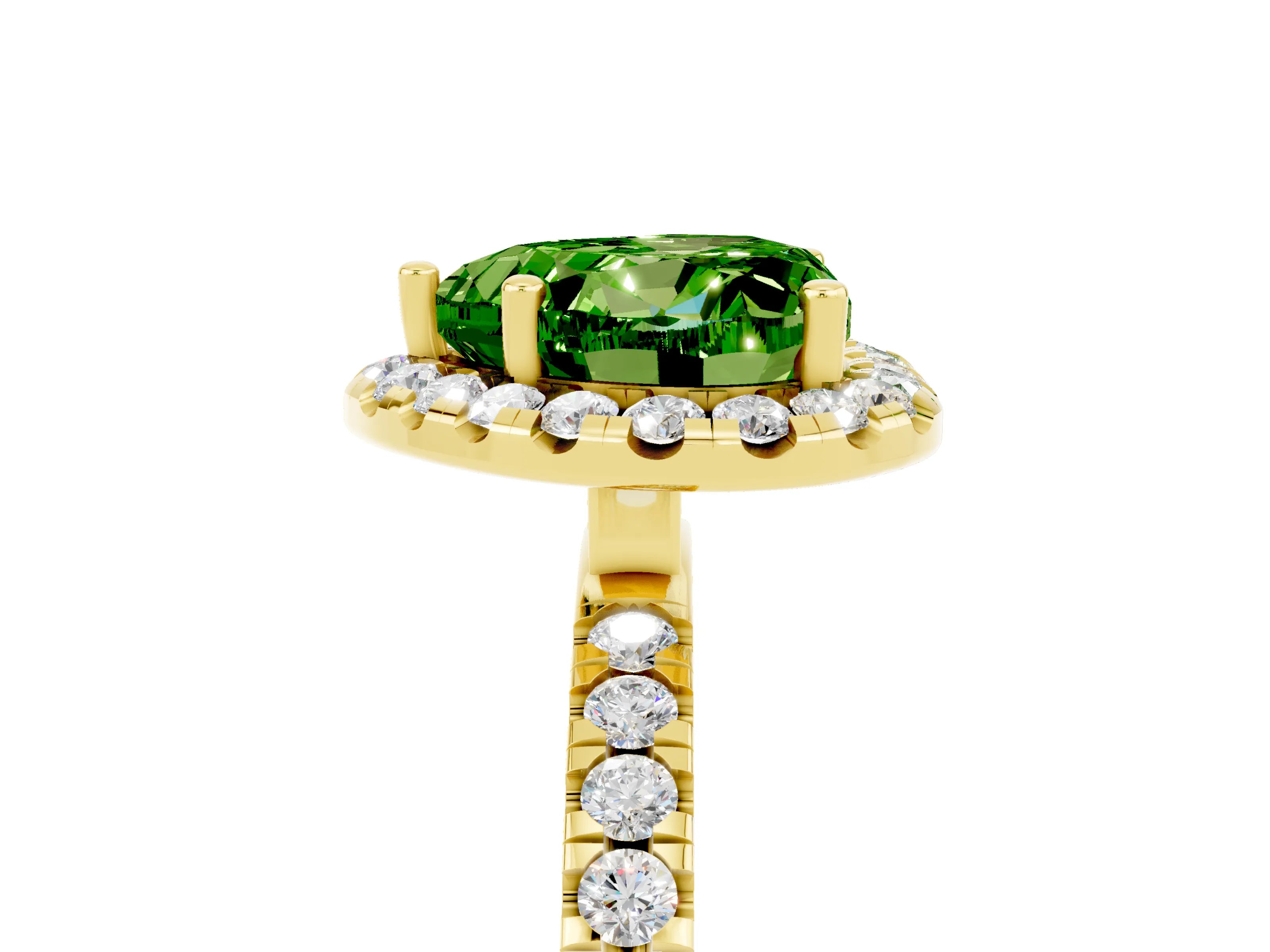 Yellow gold Heart Cut Halo Diamond Pave Band with Prong Setting_5