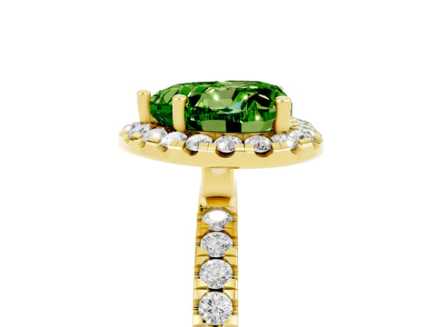 Yellow gold Heart Cut Halo Diamond Pave Band with Prong Setting_5
