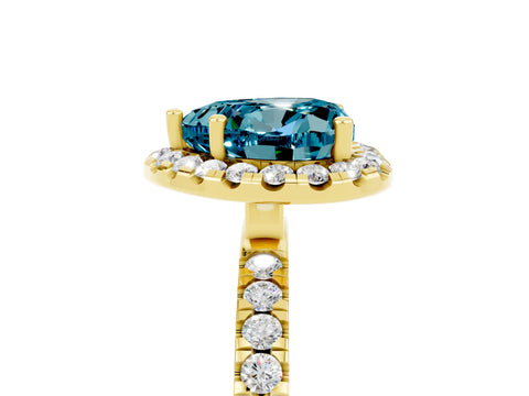 Yellow gold Heart Cut Halo Diamond Pave Band with Prong Setting_5
