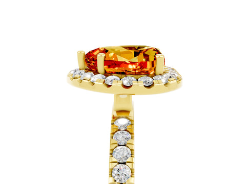 Yellow gold Heart Cut Halo Diamond Pave Band with Prong Setting_5