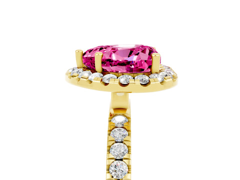 Yellow gold Heart Cut Halo Diamond Pave Band with Prong Setting_5