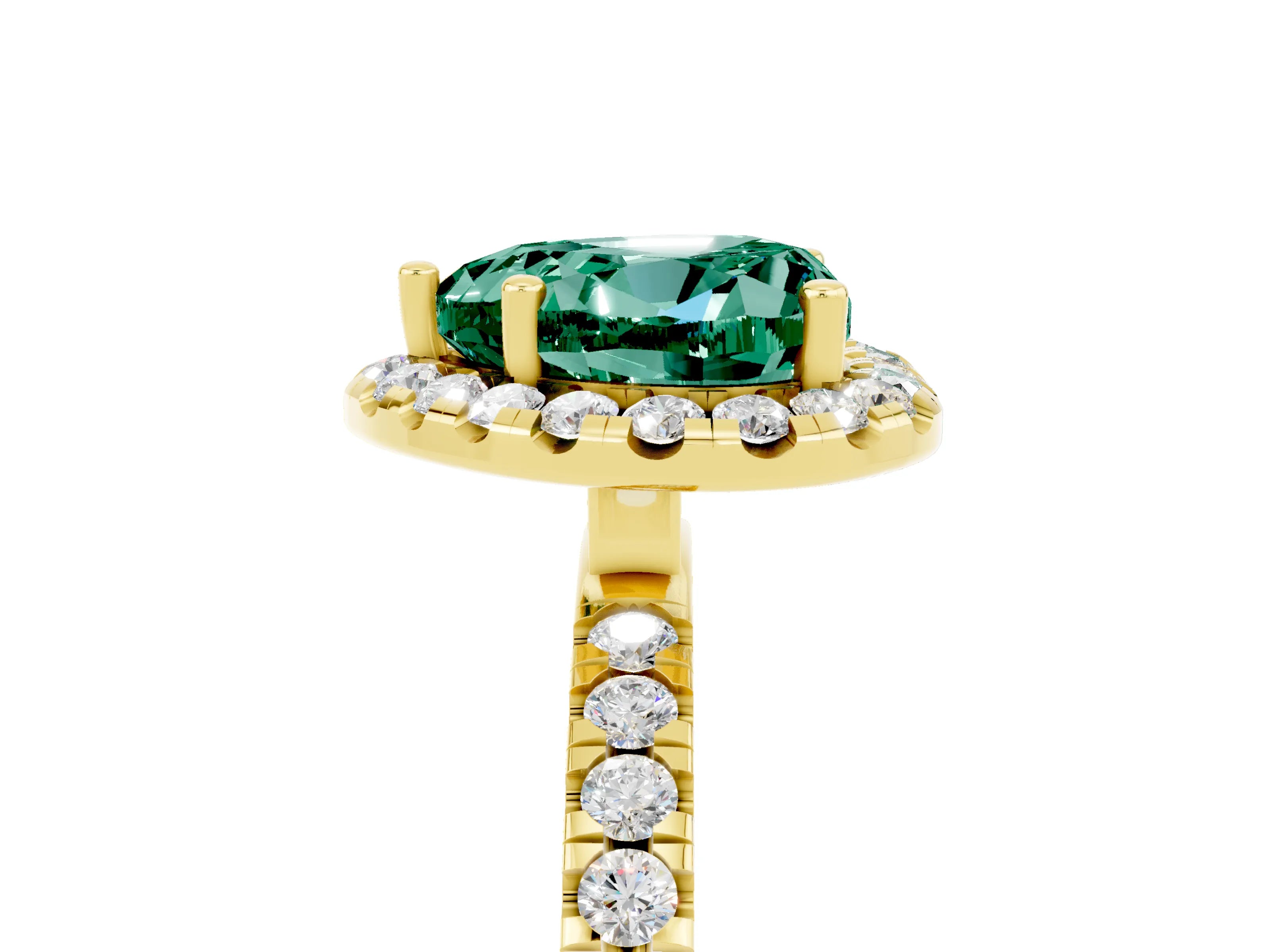 Yellow gold Heart Cut Halo Diamond Pave Band with Prong Setting_5
