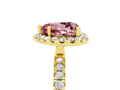 Yellow gold Heart Cut Halo Diamond Pave Band with Prong Setting_5