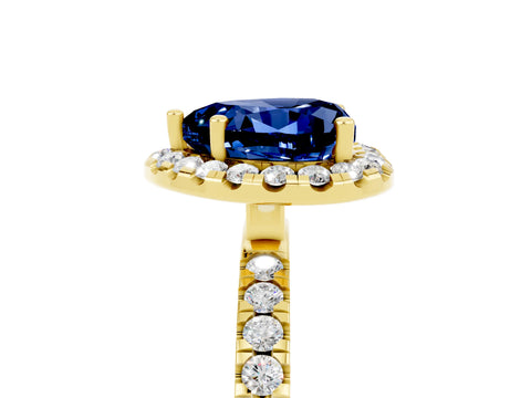 Yellow gold Heart Cut Halo Diamond Pave Band with Prong Setting_5