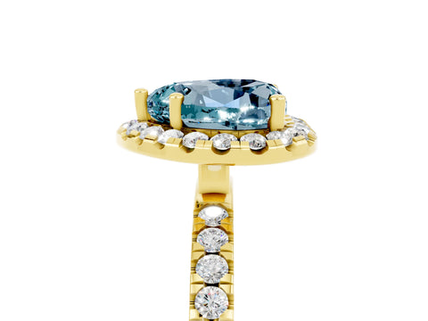 Yellow gold Heart Cut Halo Diamond Pave Band with Prong Setting_5