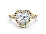 Yellow gold Heart Cut Halo Diamond Pave Band with Prong Setting_8