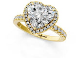 Yellow gold Heart Cut Halo Diamond Pave Band with Prong Setting_9
