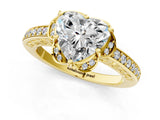 Yellow gold Heart Cut Halo Diamond Ring with Channel Set Band and Four-Prong Setting_53