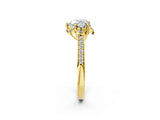 Yellow gold Heart Cut Halo Diamond Ring with Channel Set Band and Four-Prong Setting_54