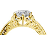 Yellow gold Heart Cut Halo Diamond Ring with Channel Set Band and Four-Prong Setting_56