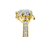 Yellow gold Heart Cut Halo Diamond Ring with Channel Set Band and Four-Prong Setting_57