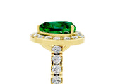 Yellow gold Heart Cut Halo Diamond Ring with Pavé Band and Three-Prong Setting_5