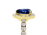 Yellow gold Heart Cut Halo Diamond Ring with Pavé Band and Three-Prong Setting_5
