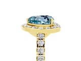 Yellow gold Heart Cut Halo Diamond Ring with Pavé Band and Three-Prong Setting_5