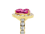 Yellow gold Heart Cut Halo Diamond Ring with Pavé Band and Three-Prong Setting_5