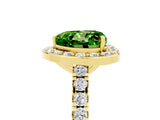 Yellow gold Heart Cut Halo Diamond Ring with Pavé Band and Three-Prong Setting_5
