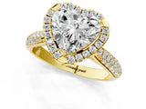 Yellow gold Heart Cut Halo Diamond Ring with Pavé Band_23