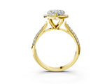 Yellow gold Heart Cut Halo Diamond Ring with Pavé Band_25